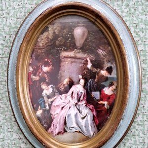 Vintage Oval Print Ladies Shabby Frame Italy